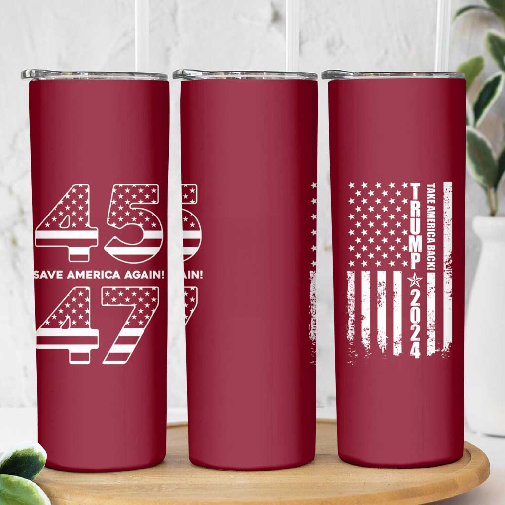 Trump 2024 Skinny Tumbler President 45 47 Whiskey Sytle Red TB10 Print Your Wear