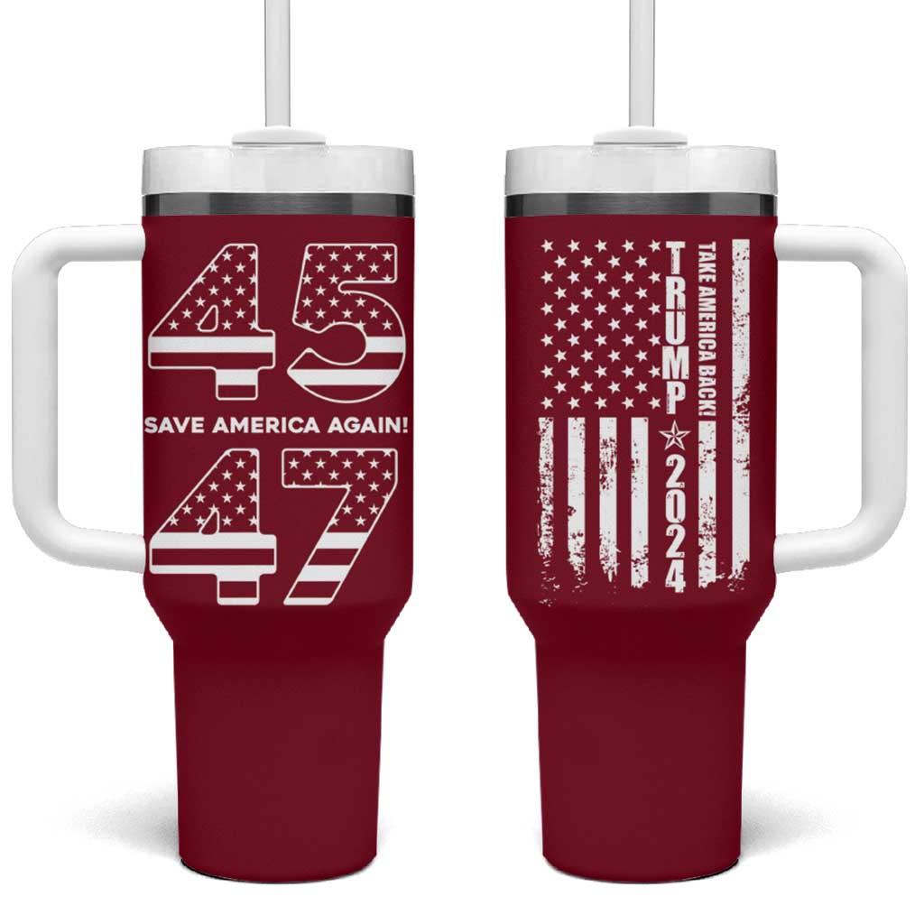 Trump 2024 Tumbler With Handle President 45 47 Whiskey Sytle Red TB10 One Size: 40 oz Red Print Your Wear