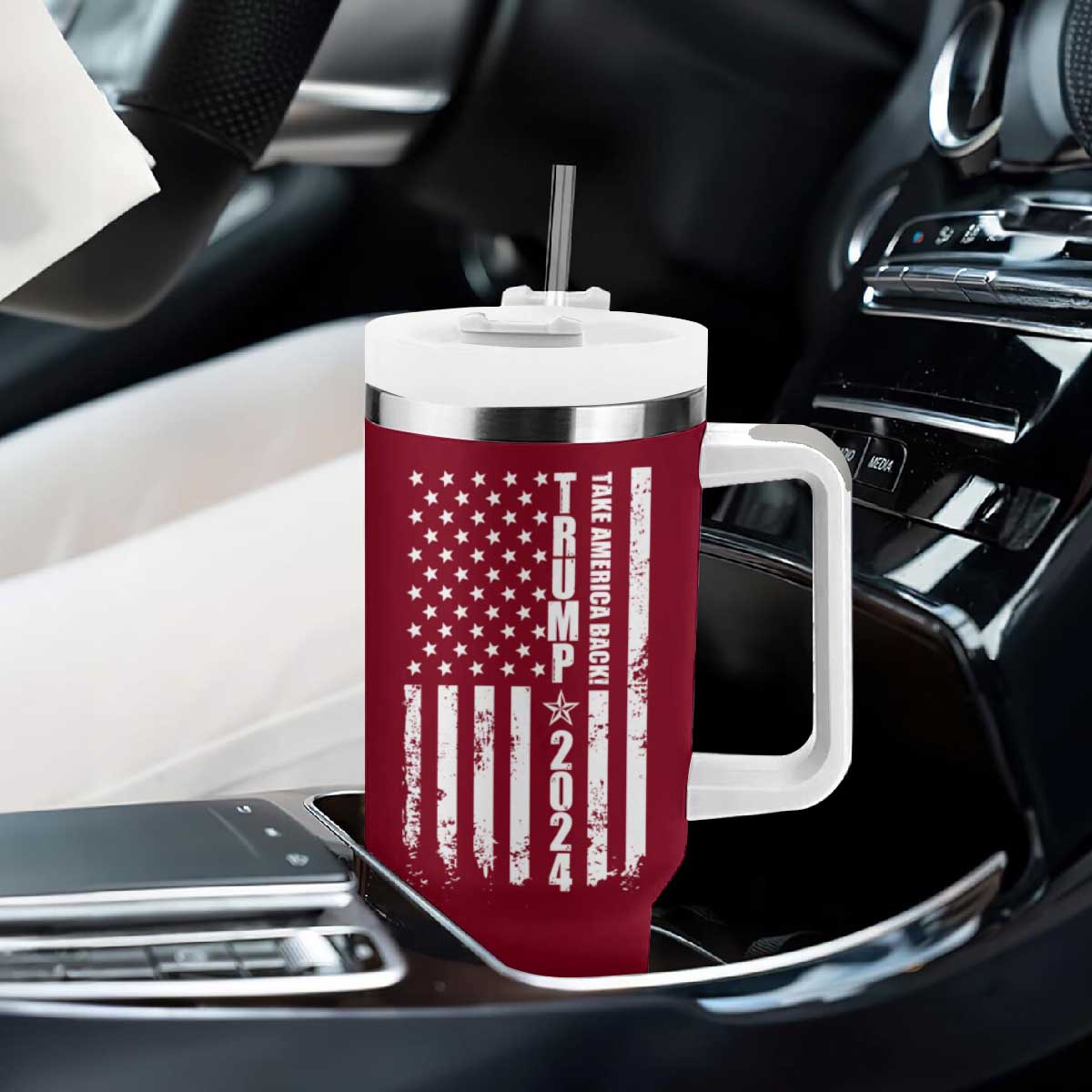 Trump 2024 Tumbler With Handle President 45 47 American Flag Red TB10 Print Your Wear