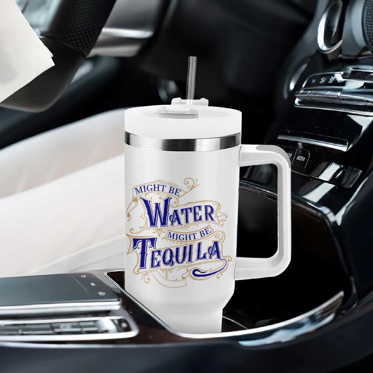 Funny Might Be Tequila Tumbler With Handle Adult Humor Funny Alcohol Party TB10 Print Your Wear