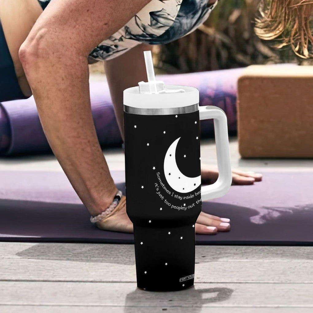 Funny Introvert Tumbler With Handle Sometimes I Stay Inside Because It's Just Too Peopley Out There, Funny Saying Joke Gifts for Anti-social People TB10 Print Your Wear