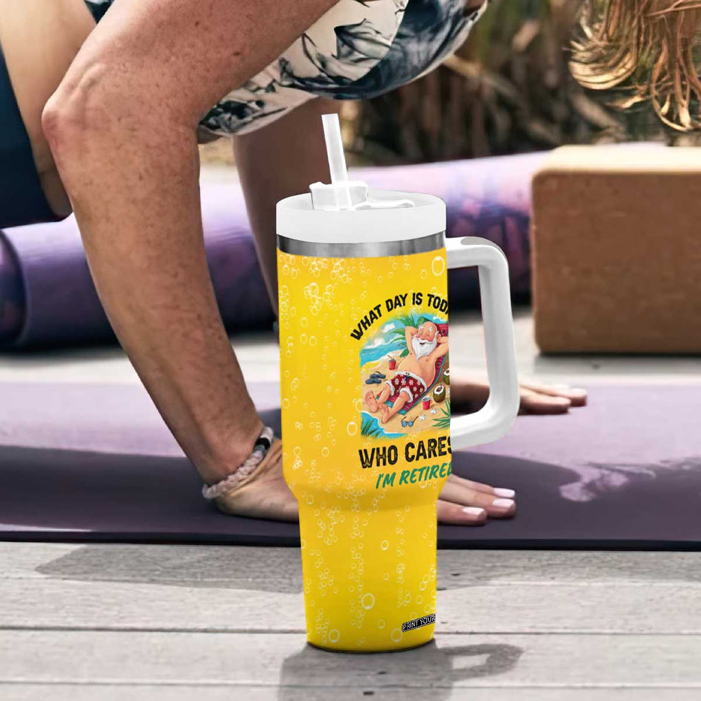 Funny Retirement Gifts Tumbler With Handle What Day Is Today? Who Cares? I'm Retired TB10 Print Your Wear