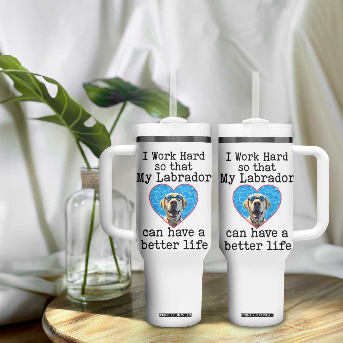 Dog Mom Gifts Tumbler With Handle Work Hard For My Labrador Dog TB10 Print Your Wear