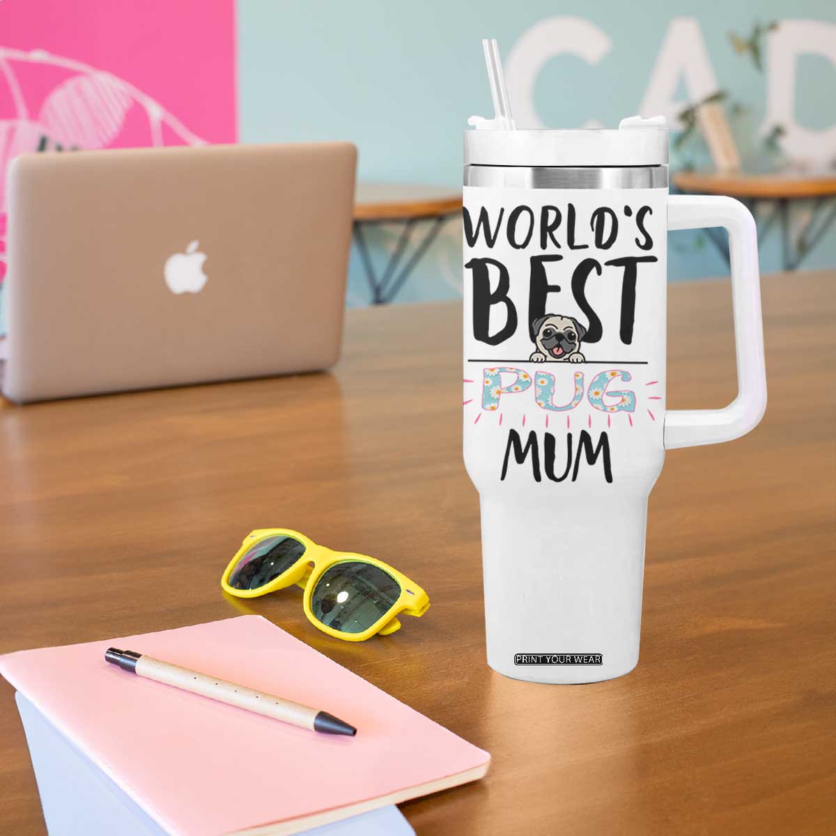 Dog Mom Pug Gifts Tumbler With Handle Dog Lovers Women New Puppy Fur Baby Owners TB10 Print Your Wear