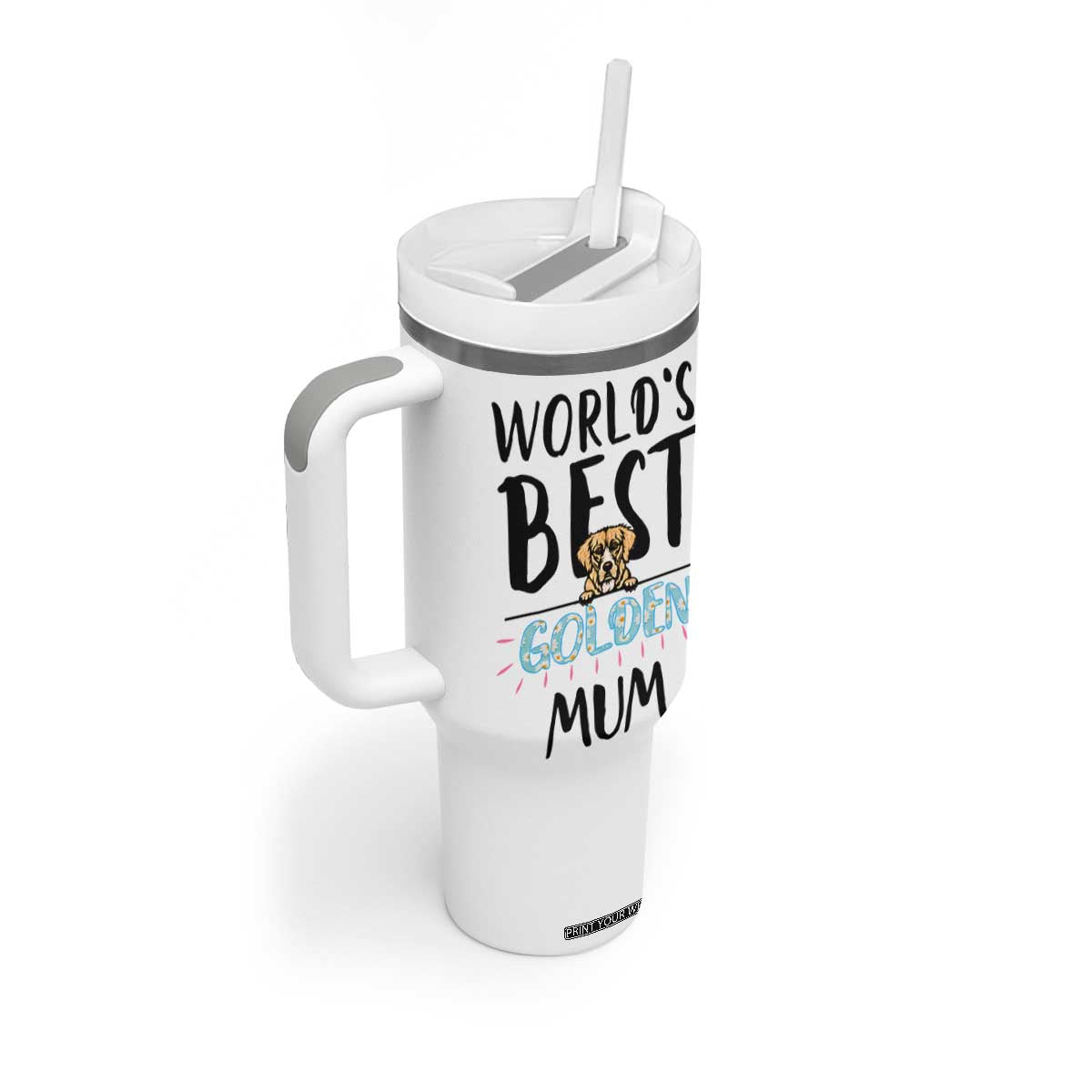 Golden Retriever Dog Mom Tumbler With Handle Gift For Dog Lovers Women New Puppy Fur Baby Owners TB10 Print Your Wear