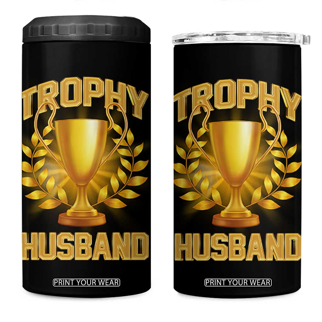Trophy Husband 4 in 1 Can Cooler Tumbler Anniversary Gift From Wife TB10 One Size: 16 oz Black Print Your Wear