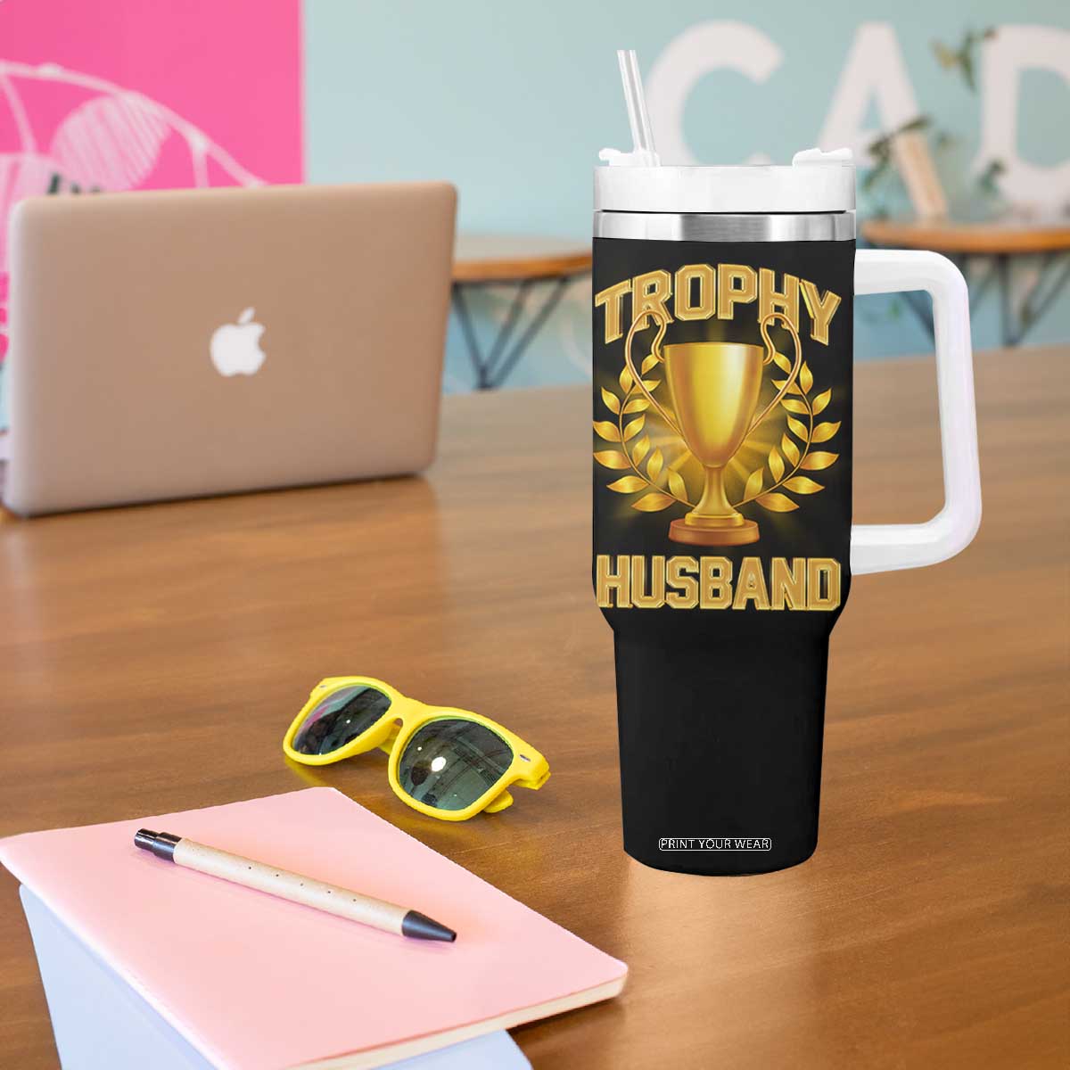 Trophy Husband Tumbler With Handle Anniversary Gift From Wife TB10 Print Your Wear