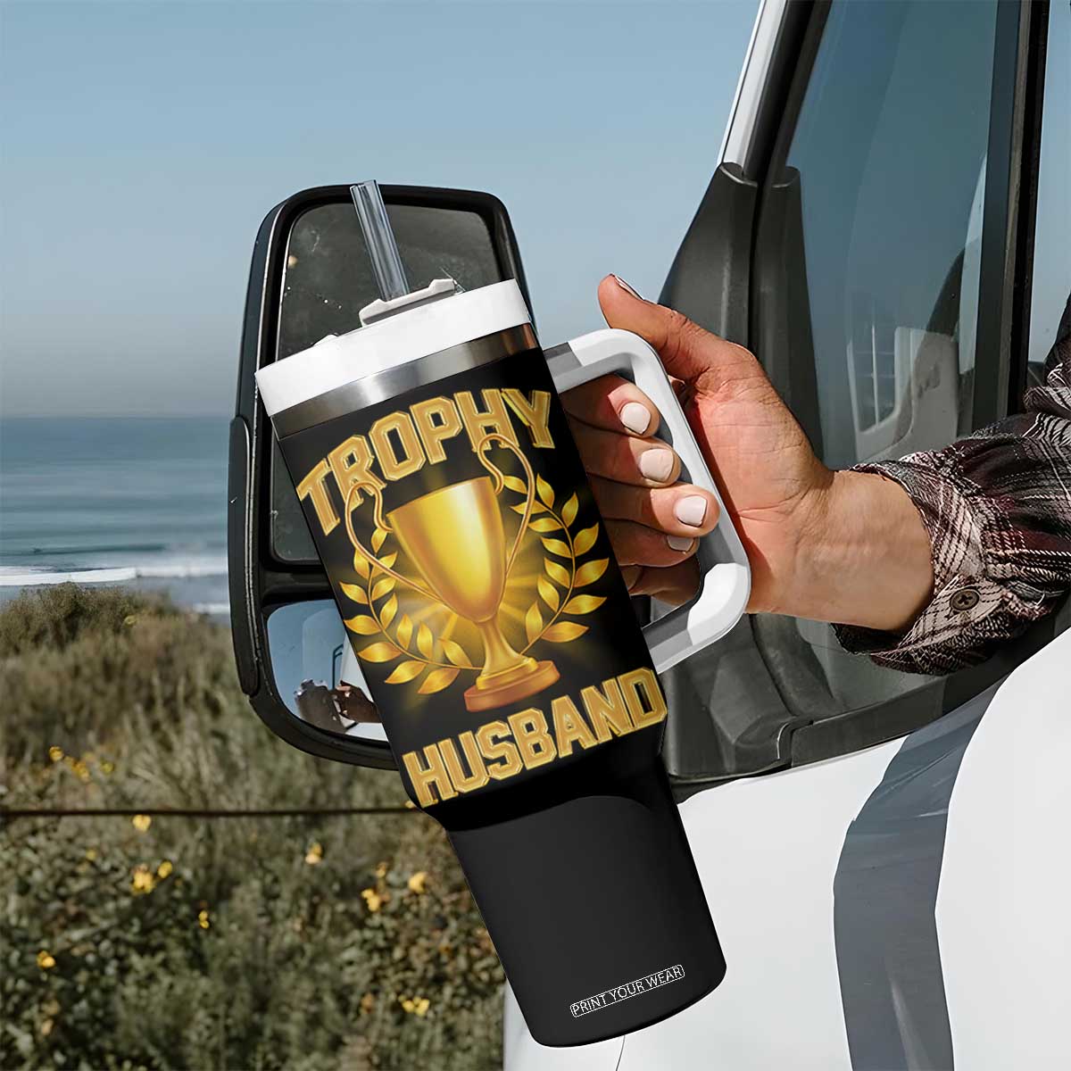 Trophy Husband Tumbler With Handle Anniversary Gift From Wife TB10 Print Your Wear