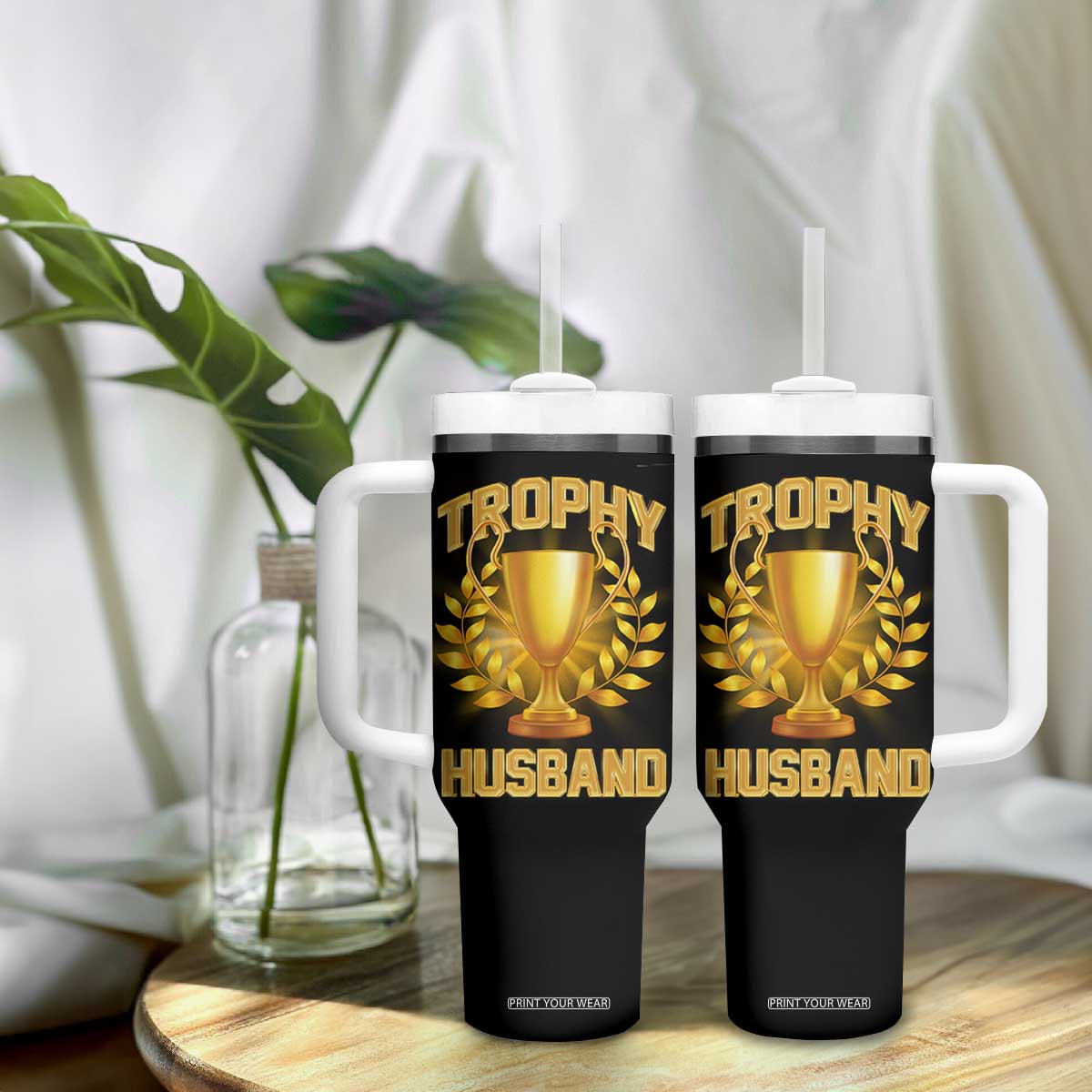 Trophy Husband Tumbler With Handle Anniversary Gift From Wife TB10 Print Your Wear