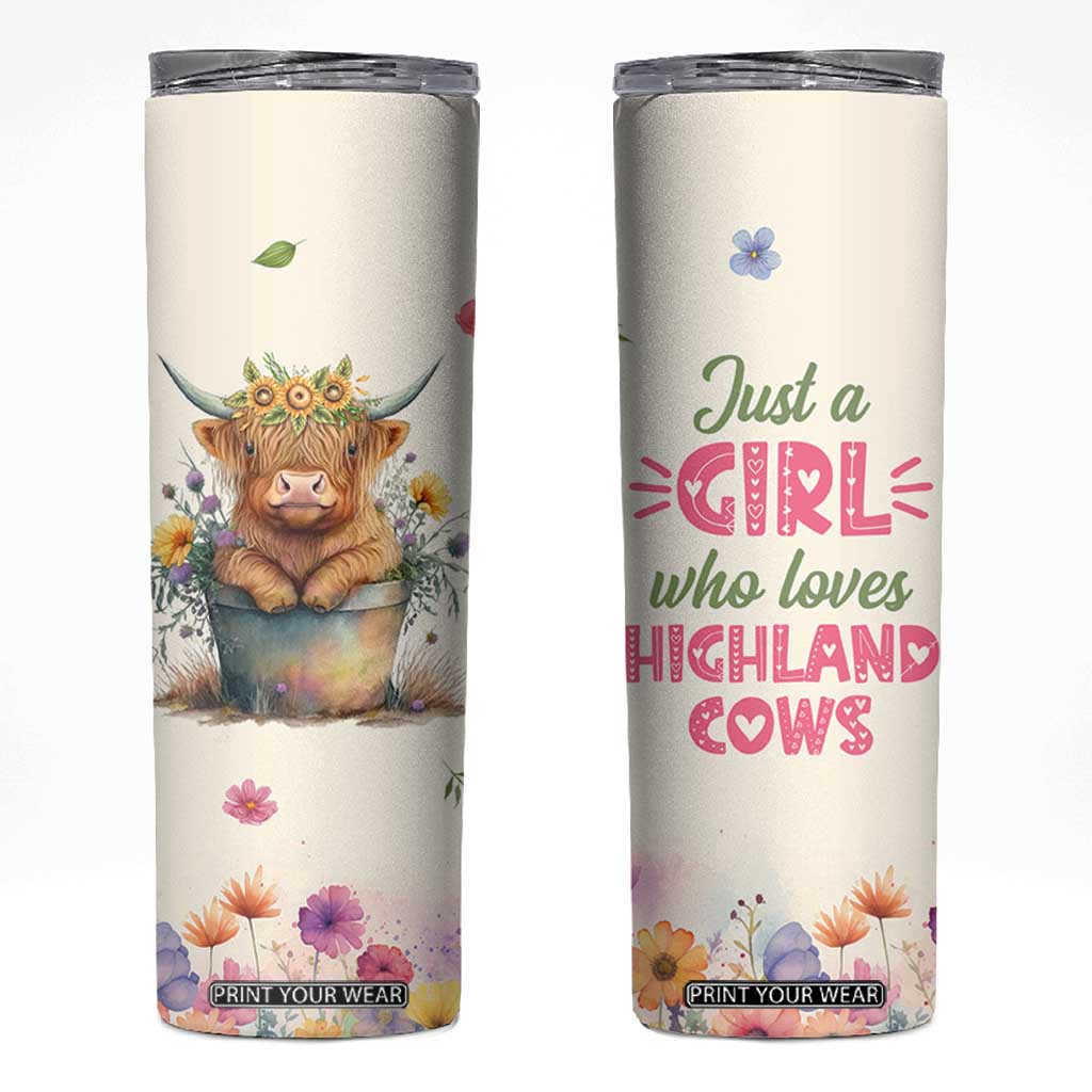 Highland Cow Gifts For Women Skinny Tumbler Cow Lover Farming Gifts For Cowgirls Farmers TB10 Beige Print Your Wear