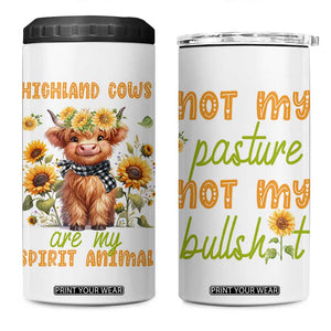 Highland Cow Gifts For Women 4 in 1 Can Cooler Tumbler Funny Cow Gift For Cow Lovers Sunflower TB10 One Size: 16 oz White Print Your Wear