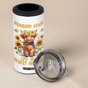 Highland Cow Gifts For Women 4 in 1 Can Cooler Tumbler Funny Cow Gift For Cow Lovers Sunflower TB10 Print Your Wear