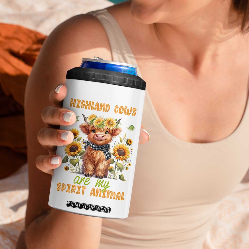 Highland Cow Gifts For Women 4 in 1 Can Cooler Tumbler Funny Cow Gift For Cow Lovers Sunflower TB10 Print Your Wear