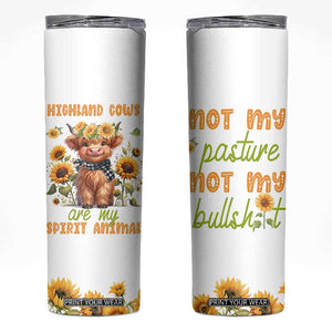 Highland Cow Gifts For Women Skinny Tumbler Funny Cow Gift For Cow Lovers Sunflower TB10 White Print Your Wear