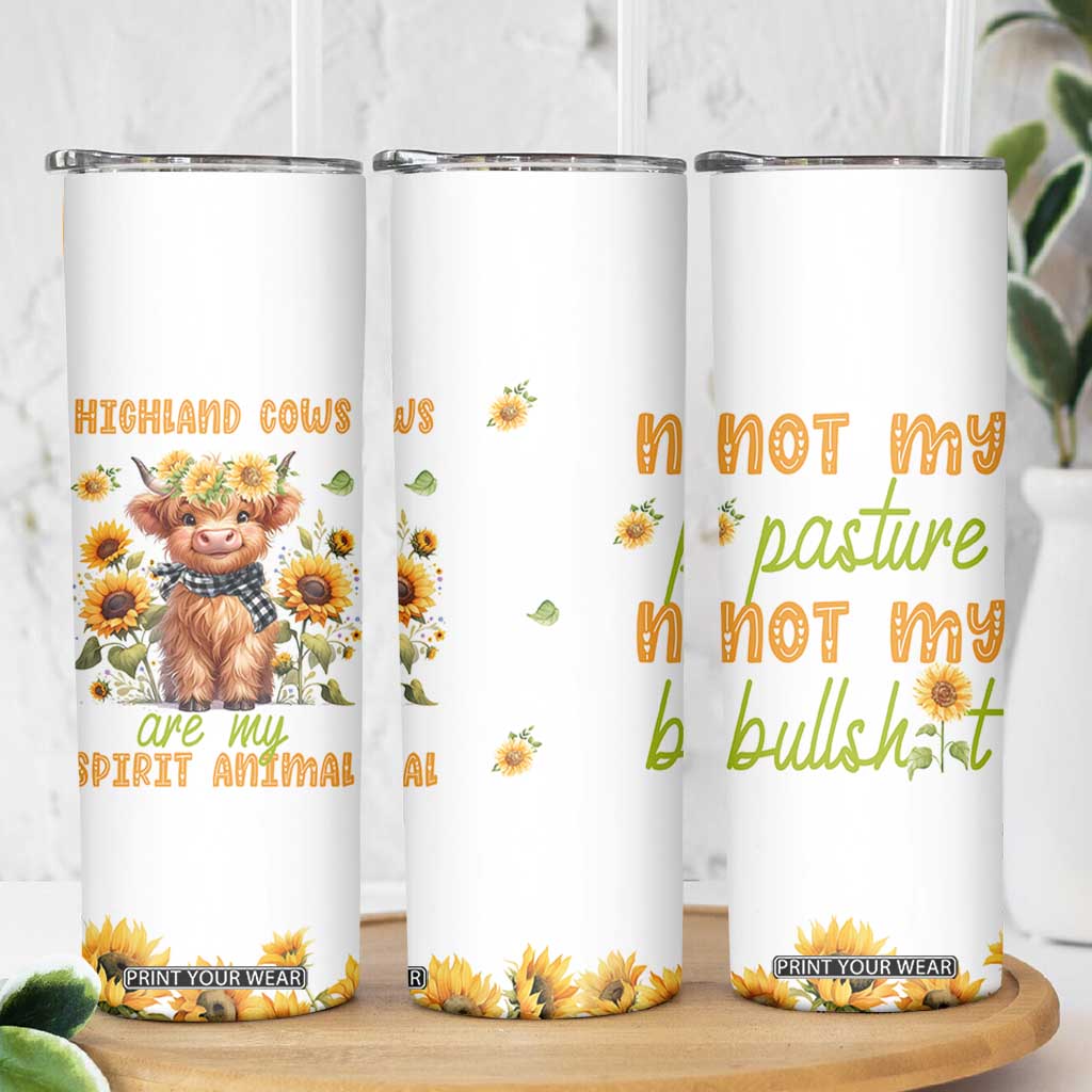 Highland Cow Gifts For Women Skinny Tumbler Funny Cow Gift For Cow Lovers Sunflower TB10 Print Your Wear