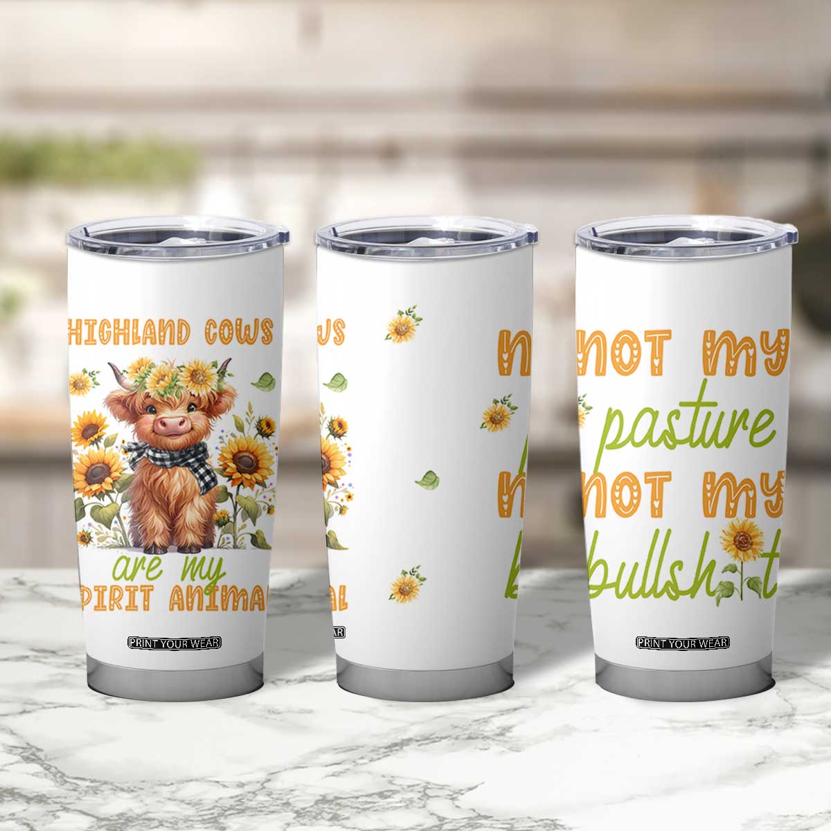 Highland Cow Gifts For Women Tumbler Cup Funny Cow Gift For Cow Lovers Sunflower TB10 Print Your Wear