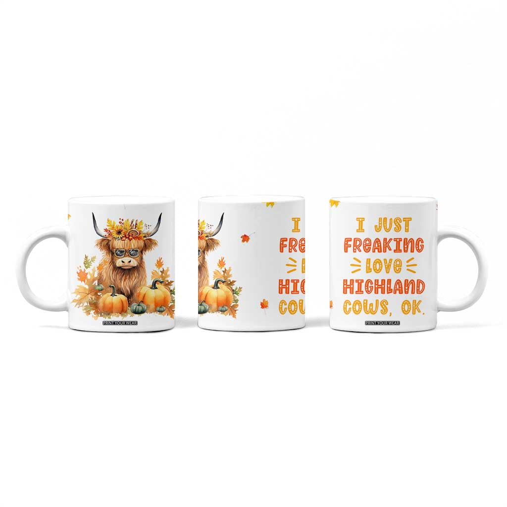 Highland Cow Gifts For Women Coffee Mug Funny Cow Gift For Cow Lovers Fall Leaves Farmhouse Western Animal TB10 Print Your Wear