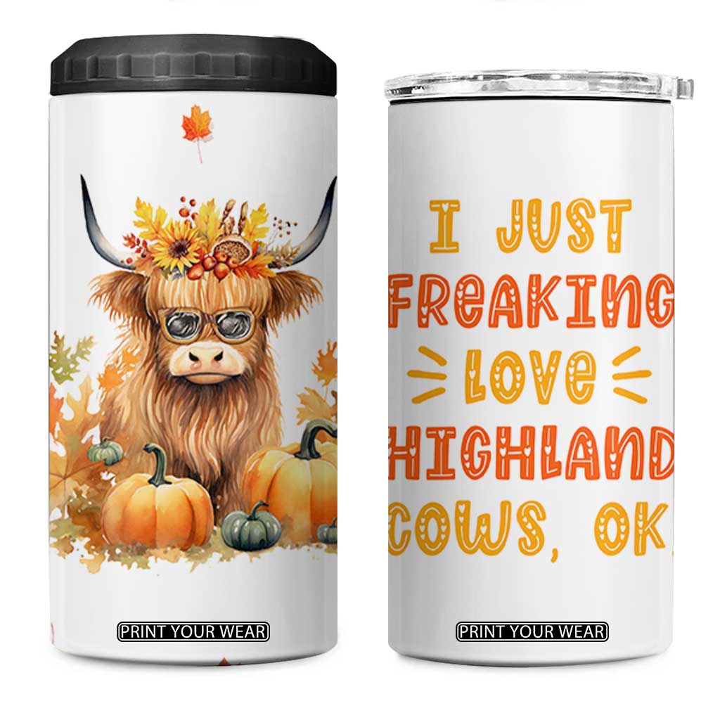 Highland Cow Gifts For Women 4 in 1 Can Cooler Tumbler Funny Cow Gift For Cow Lovers Fall Leaves Farmhouse Western Animal TB10 One Size: 16 oz White Print Your Wear