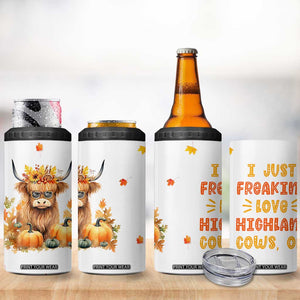 Highland Cow Gifts For Women 4 in 1 Can Cooler Tumbler Funny Cow Gift For Cow Lovers Fall Leaves Farmhouse Western Animal TB10 Print Your Wear