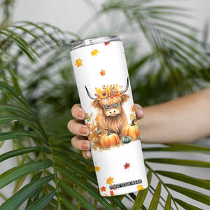 Highland Cow Gifts For Women Skinny Tumbler Funny Cow Gift For Cow Lovers Fall Leaves Farmhouse Western Animal TB10 Print Your Wear