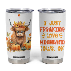 Highland Cow Gifts For Women Tumbler Cup Funny Cow Gift For Cow Lovers Fall Leaves Farmhouse Western Animal TB10 White Print Your Wear