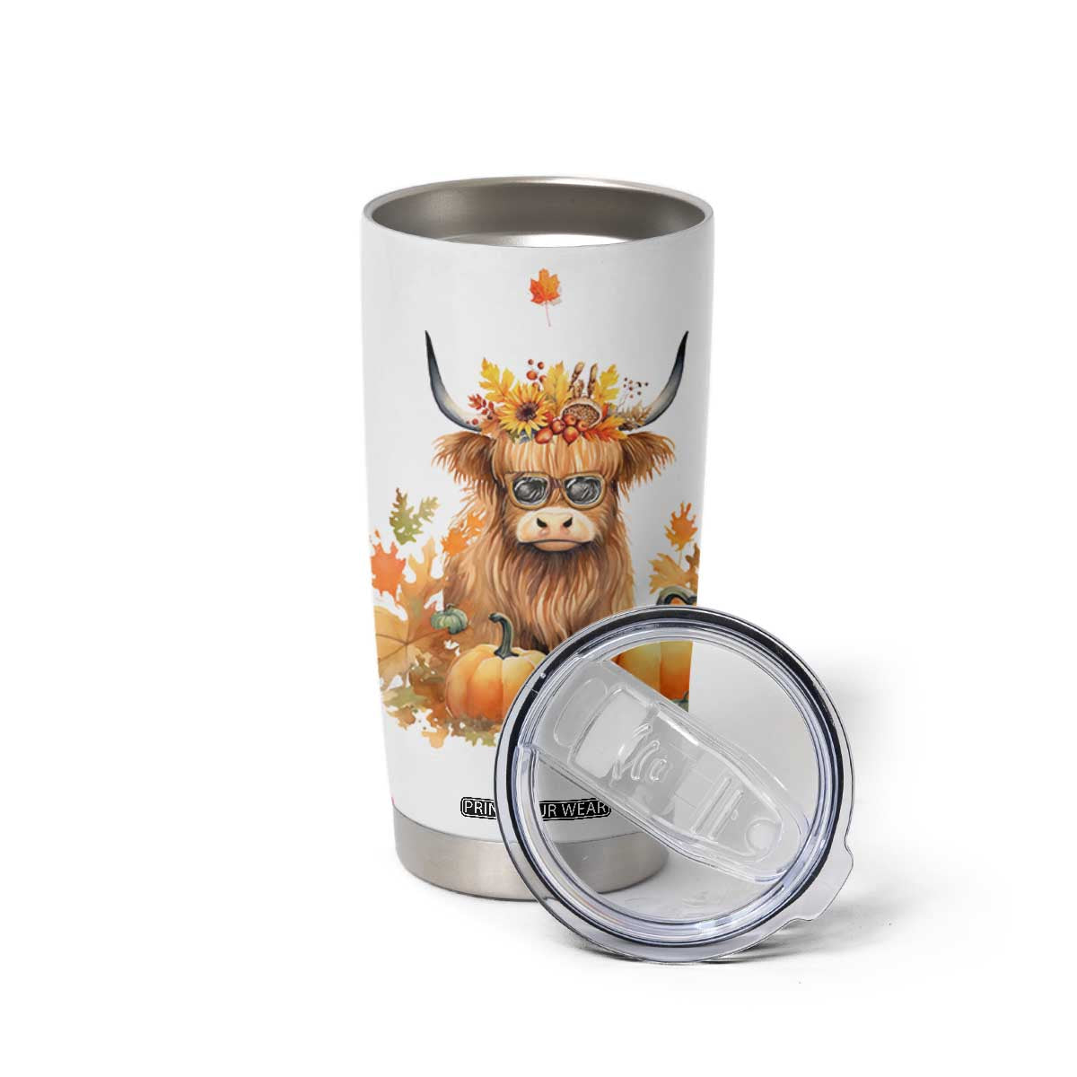 Highland Cow Gifts For Women Tumbler Cup Funny Cow Gift For Cow Lovers Fall Leaves Farmhouse Western Animal TB10 Print Your Wear