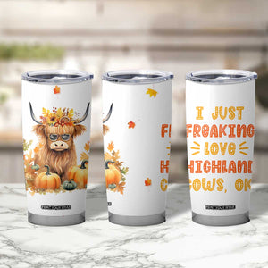 Highland Cow Gifts For Women Tumbler Cup Funny Cow Gift For Cow Lovers Fall Leaves Farmhouse Western Animal TB10 Print Your Wear