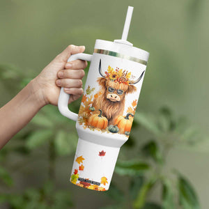 Highland Cow Gifts For Women Tumbler With Handle Funny Cow Gift For Cow Lovers Fall Leaves Farmhouse Western Animal TB10 Print Your Wear