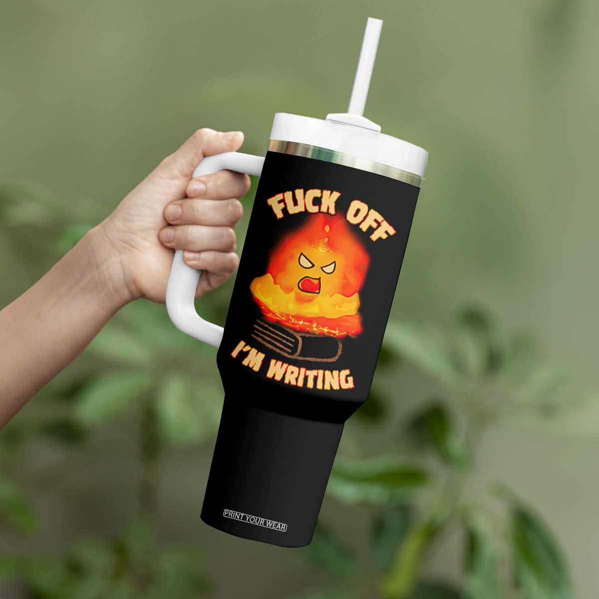 Fck Off Im Writing Tumbler With Handle Writer Gfts For Author Warning Cup TB10 Print Your Wear