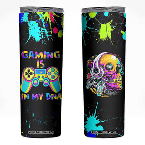 Gaming Gifts Skinny Tumbler Gamer Video Game Controller Colorful Graffiti Skeleton TB10 Black Print Your Wear