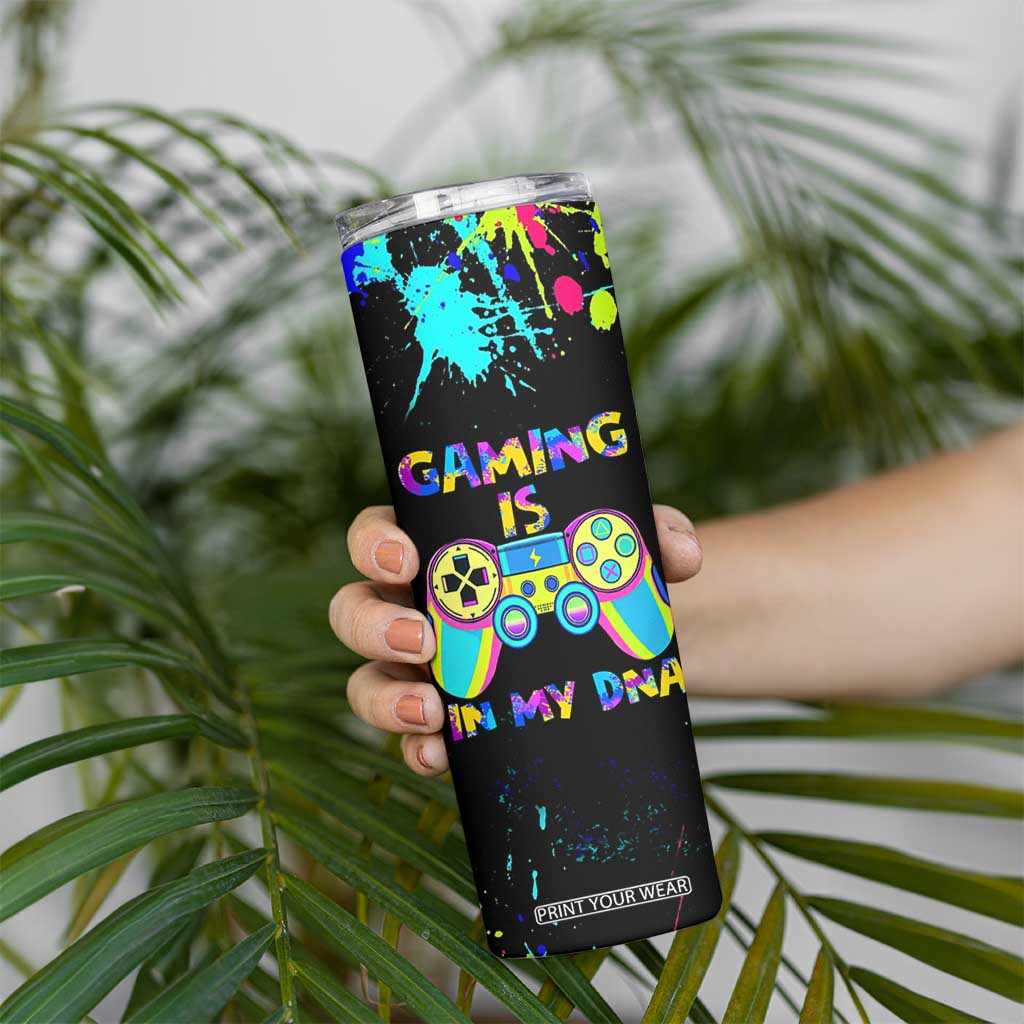 Gaming Gifts Skinny Tumbler Gamer Video Game Controller Colorful Graffiti Skeleton TB10 Print Your Wear