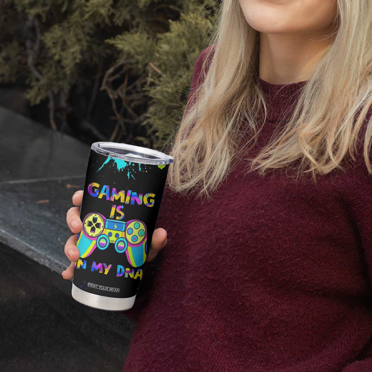 Gaming Gifts Tumbler Cup Gamer Video Game Controller Colorful Graffiti Skeleton TB10 Print Your Wear