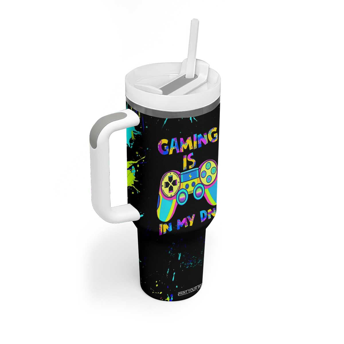 Gaming Gifts Tumbler With Handle Gamer Video Game Controller Colorful Graffiti Skeleton TB10 Print Your Wear