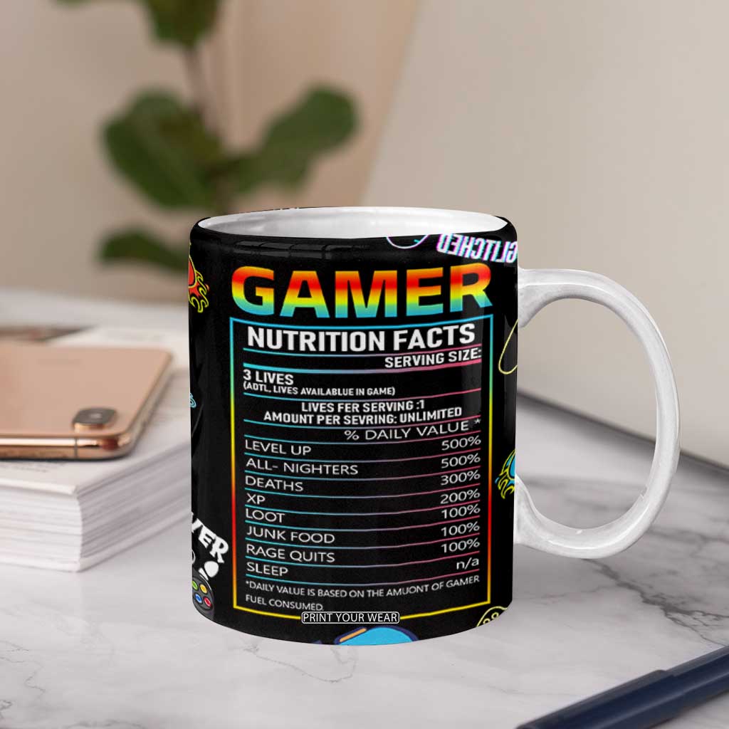 Gaming Gifts For Men Boys Coffee Mug Cool Gamer Nutritional Facts Video Game TB10 Print Your Wear