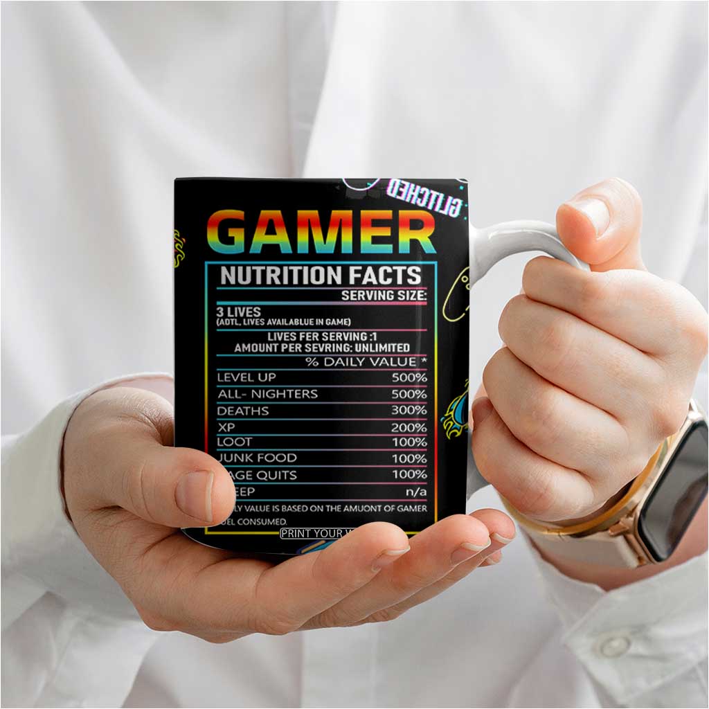 Gaming Gifts For Men Boys Coffee Mug Cool Gamer Nutritional Facts Video Game TB10 Print Your Wear