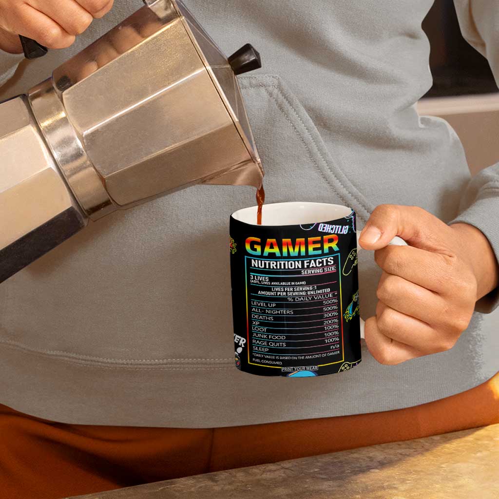 Gaming Gifts For Men Boys Coffee Mug Cool Gamer Nutritional Facts Video Game TB10 Print Your Wear