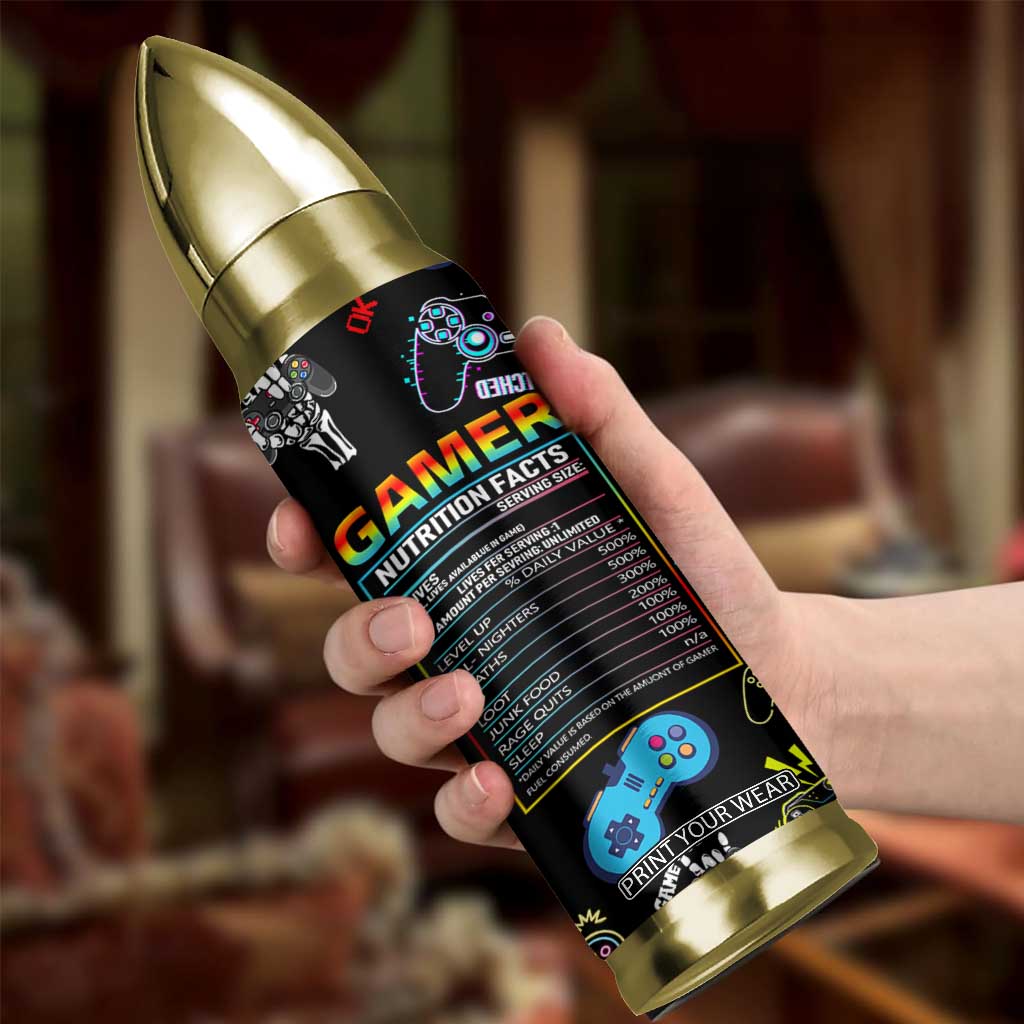 Gaming Gifts For Men Boys Bullet Tumbler Cool Gamer Nutritional Facts Video Game TB10 Print Your Wear