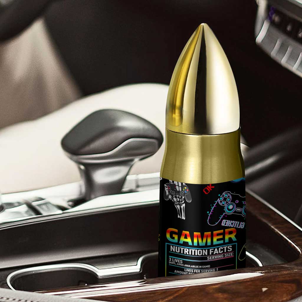 Gaming Gifts For Men Boys Bullet Tumbler Cool Gamer Nutritional Facts Video Game TB10 Print Your Wear