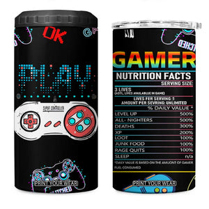 Gaming Gifts For Men Boys 4 in 1 Can Cooler Tumbler Cool Gamer Nutritional Facts Video Game TB10 One Size: 16 oz Black Print Your Wear