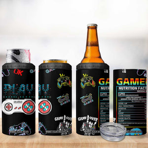 Gaming Gifts For Men Boys 4 in 1 Can Cooler Tumbler Cool Gamer Nutritional Facts Video Game TB10 Print Your Wear