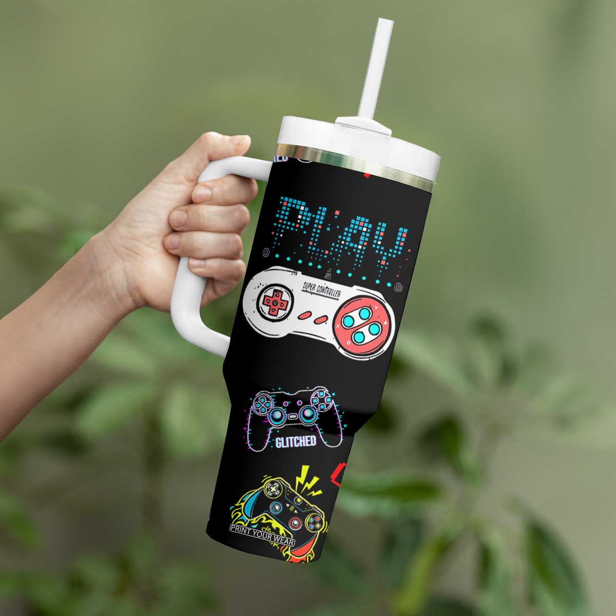 Gaming Gifts For Men Boys Tumbler With Handle Cool Gamer Nutritional Facts Video Game TB10 Print Your Wear