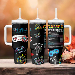 Gaming Gifts For Men Boys Tumbler With Handle Cool Gamer Nutritional Facts Video Game TB10 Print Your Wear