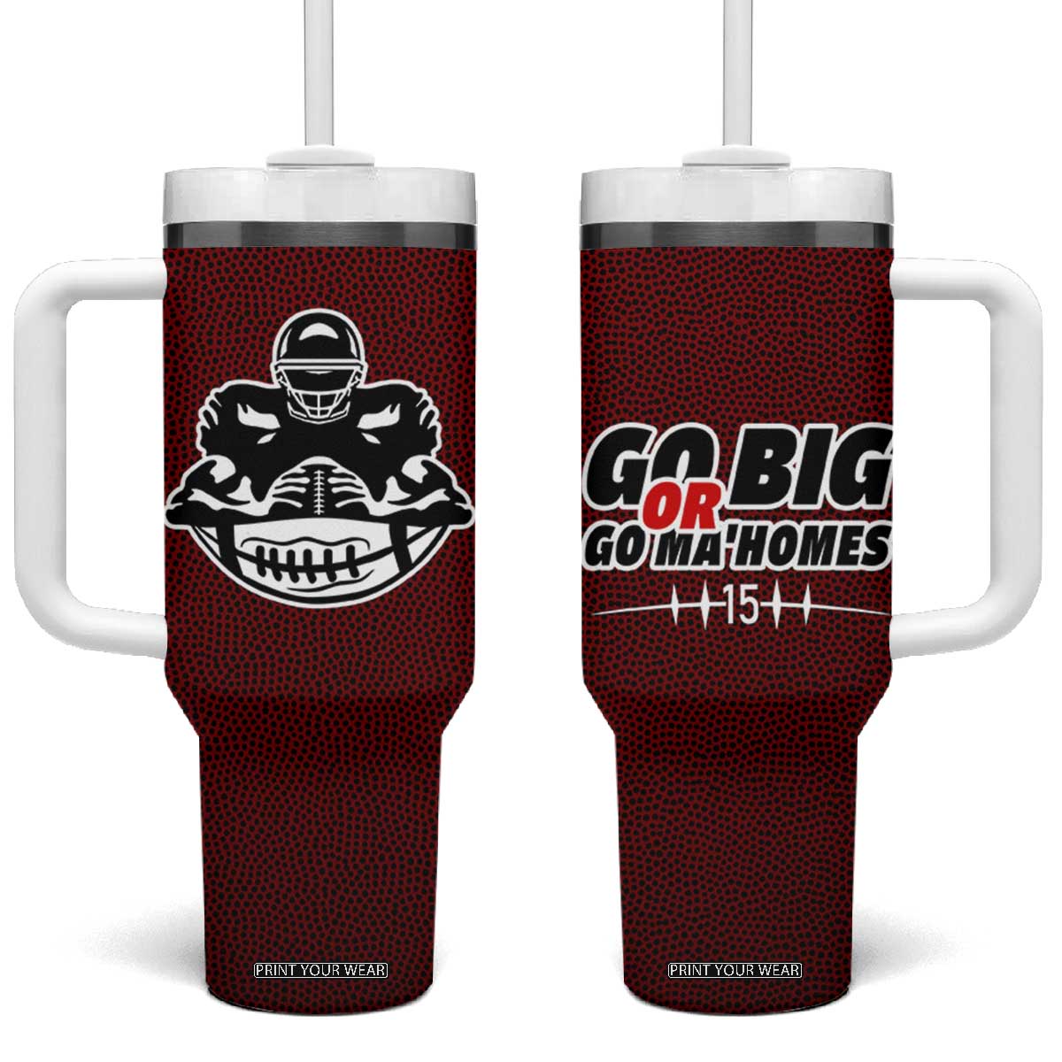 KC Football Tumbler With Handle Go Big Or Go Home Funny Gameday TB10 One Size: 40 oz Brown Print Your Wear