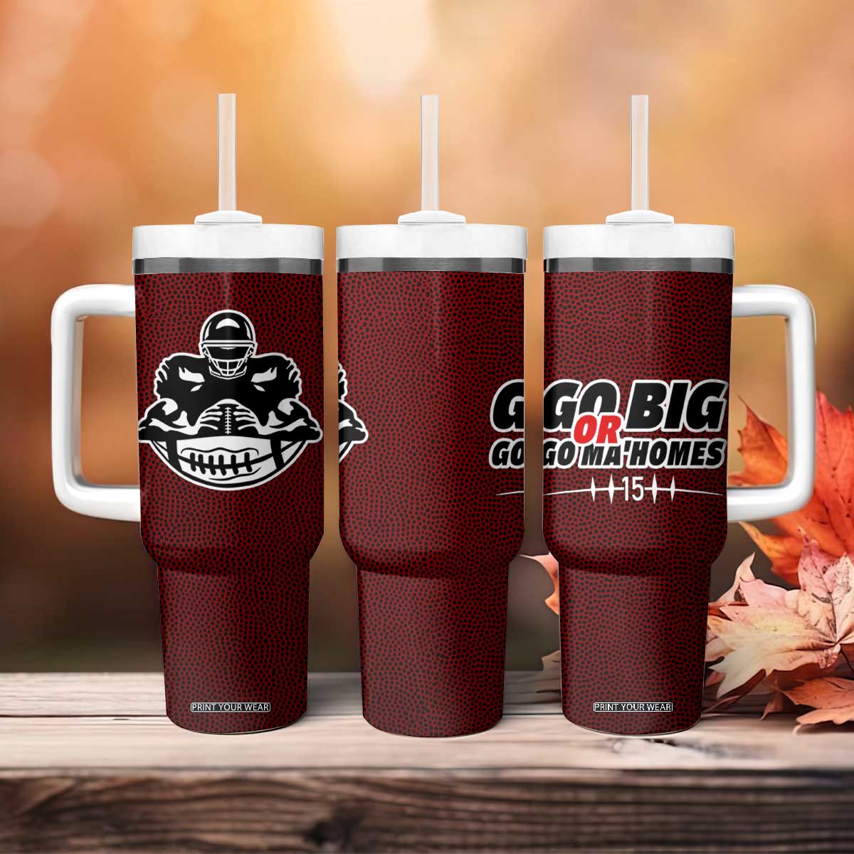 KC Football Tumbler With Handle Go Big Or Go Home Funny Gameday TB10 Print Your Wear