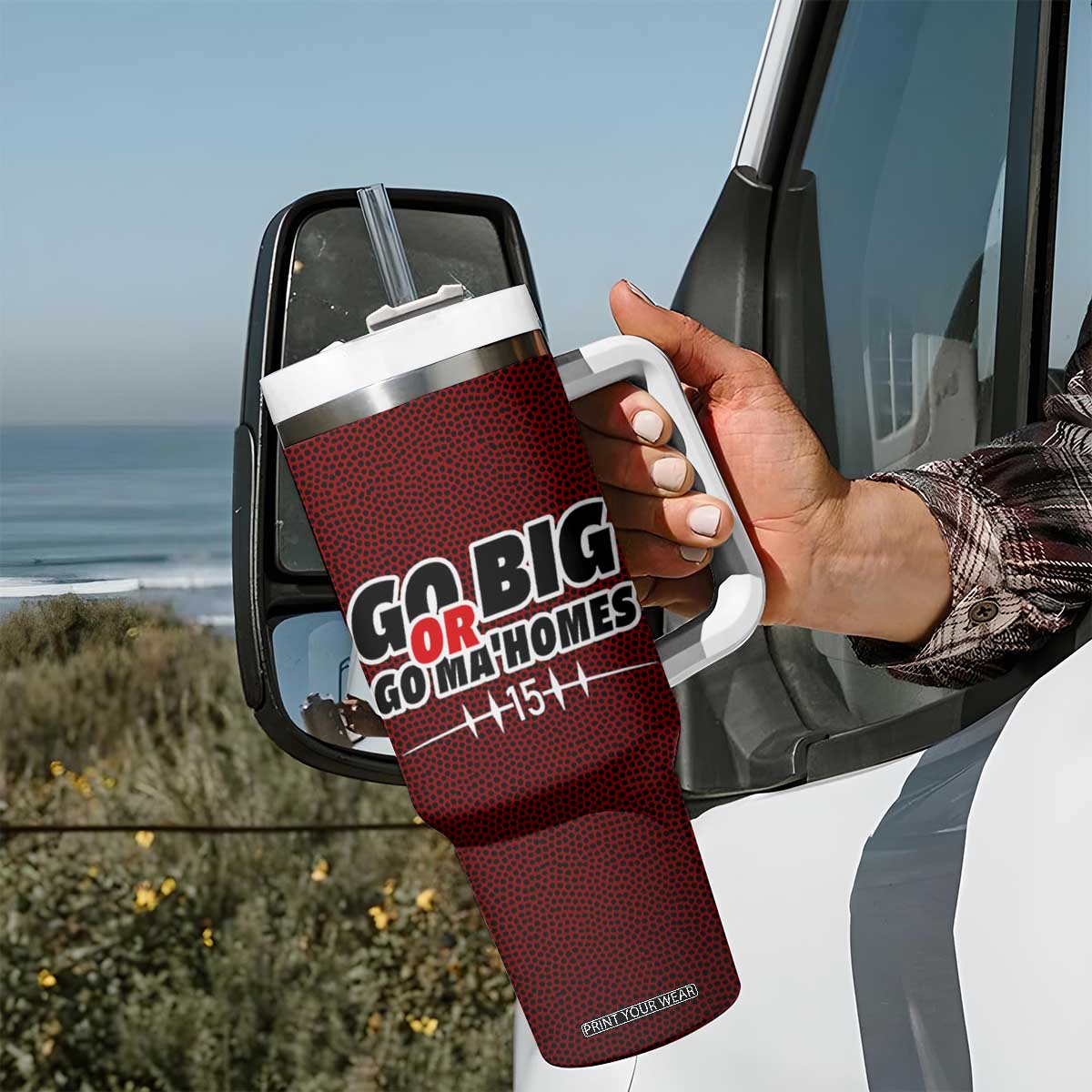 KC Football Tumbler With Handle Go Big Or Go Home Funny Gameday TB10 Print Your Wear