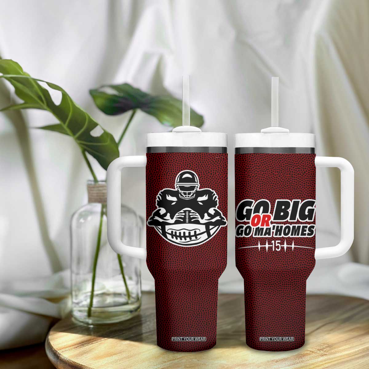 KC Football Tumbler With Handle Go Big Or Go Home Funny Gameday TB10 Print Your Wear