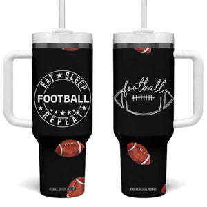 American Football Tumbler With Handle Funny Eat Sleep Football Repeat TB10 One Size: 40 oz Black Print Your Wear