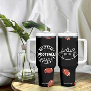 American Football Tumbler With Handle Funny Eat Sleep Football Repeat TB10 Print Your Wear