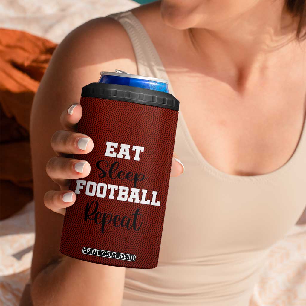 American Football 4 in 1 Can Cooler Tumbler Eat Sleep Football Repeat Dad Fans Coaches TB10 Print Your Wear