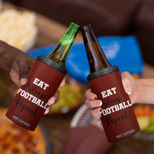 American Football 4 in 1 Can Cooler Tumbler Eat Sleep Football Repeat Dad Fans Coaches TB10 Print Your Wear